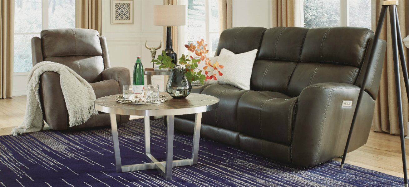 Flexsteel semi-aniline leather sofa and chair Semi-Aniline Leather
