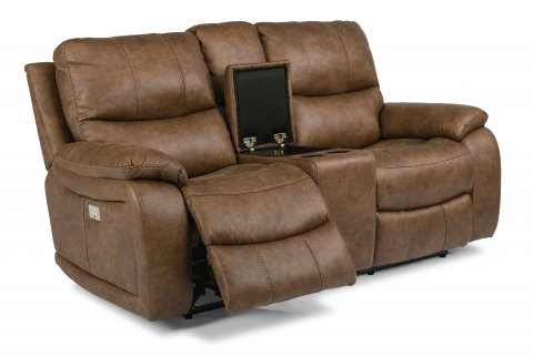 Hendrix Fabric Power Reclining Loveseat with Console and Power Headrests 1193-64PH in 498-72