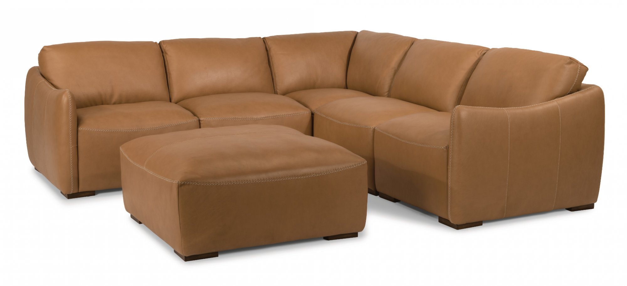 Leather Sectional w/ Large Square Cushions Flexsteel